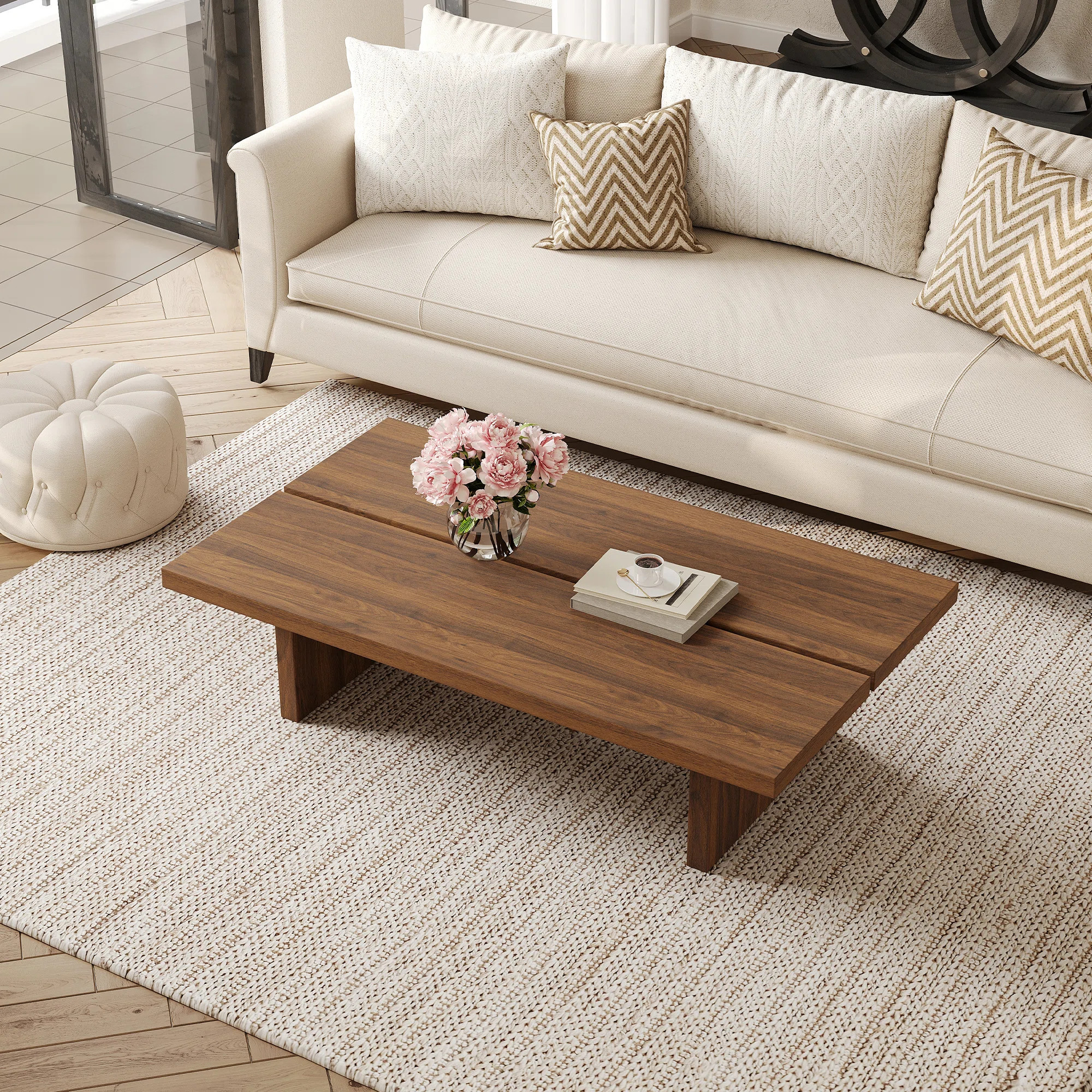 Latitude Run® 47"Modern Wood Coffee Table, Rectangler Sled Coffee Table for Livingroom & Reviews... | Wayfair North America
