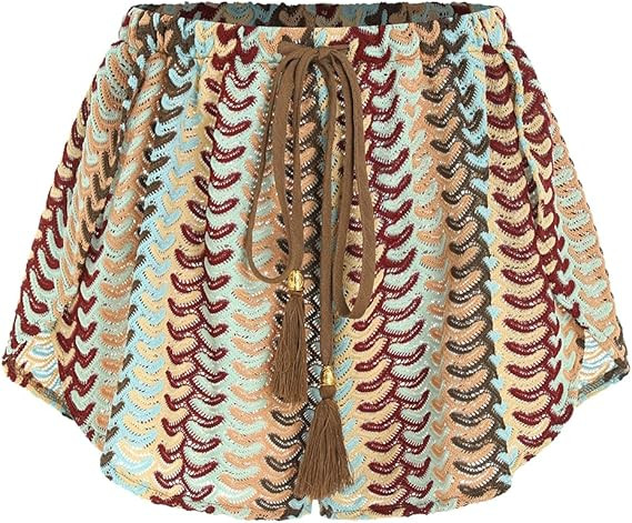 ZAFUL Crochet Cover Up Shorts for Women Beach Swimwear 2026 Boho High Waisted Drawstring Flowy Sw... | Amazon (US)