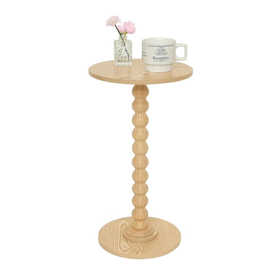 Round Side Table, Small Drink Table for Small Spaces, Modern Accent End Table with Solid Wood Leg... | Amazon (US)