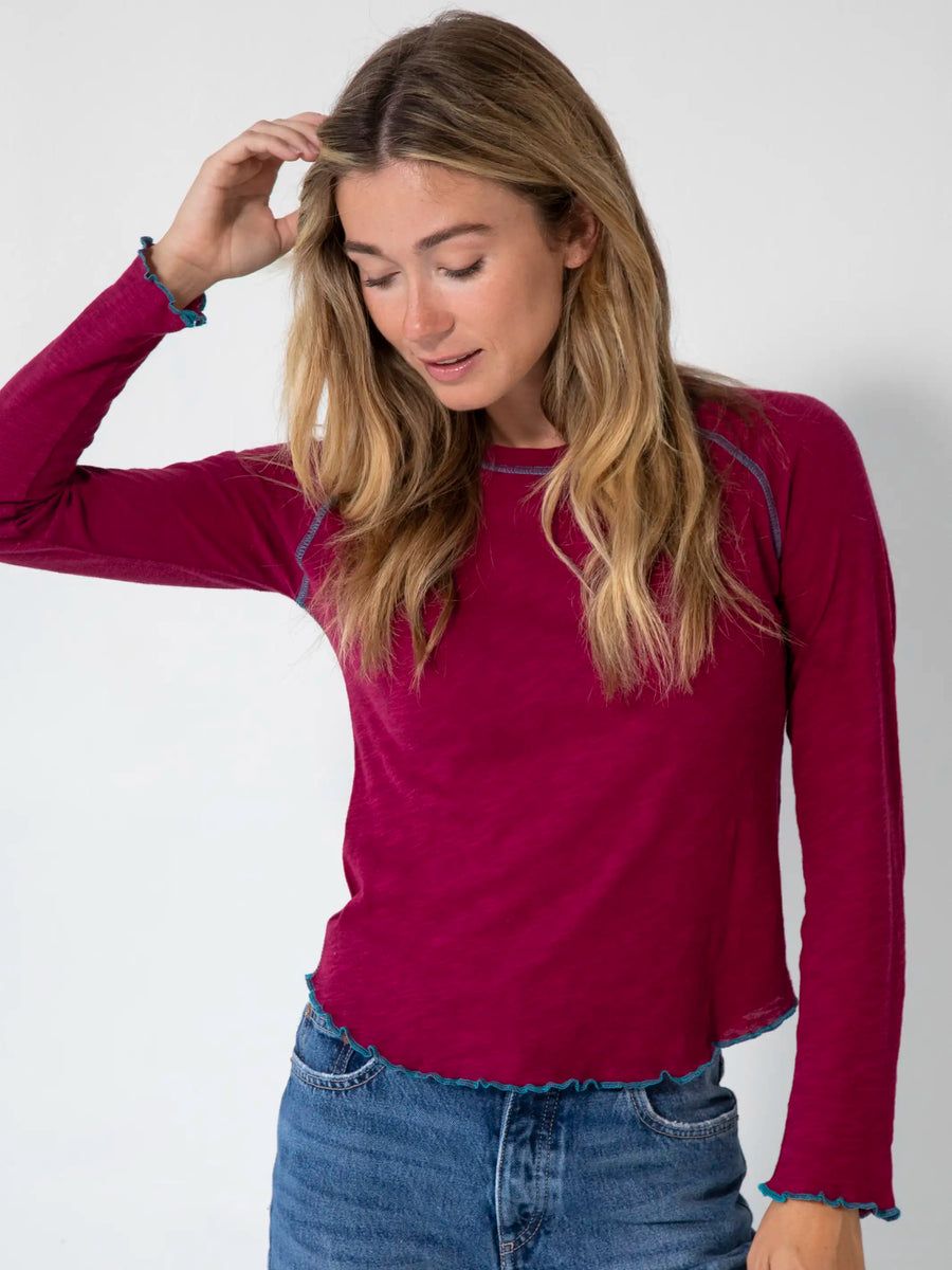 Lily Knit Long Sleeve Tee Shirt - Cranberry | Natural Life