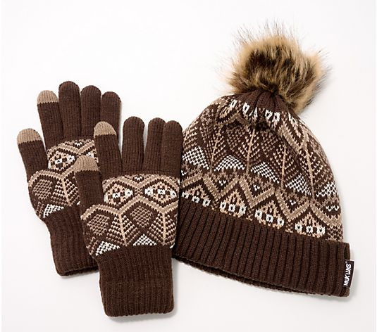 Make Your Selection: MUK LUKS Heat Retaining Fair Isle Hat & Touch Screen Gloves Set | QVC