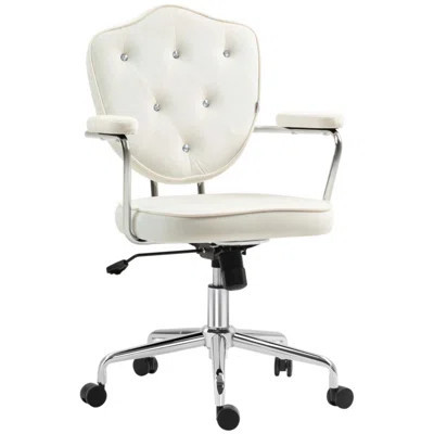 Cute Home Office Chair, Computer Desk Chair with Button Tufted Velvet-Feel Fabric, Swivel and Adjustable Height | Wayfair North America