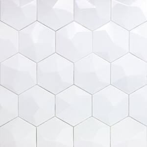 Bethlehem 3D Hexagon White 5.9 in. x 6.96 in. Polished Ceramic Wall Tile (5.4 sq. ft. / Case) | The Home Depot