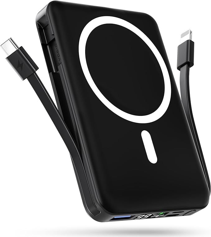 podoru Wireless Portable Charger, 10000mAh Magnetic Power Bank Built-in USB C Lighting Cables 22.... | Amazon (US)