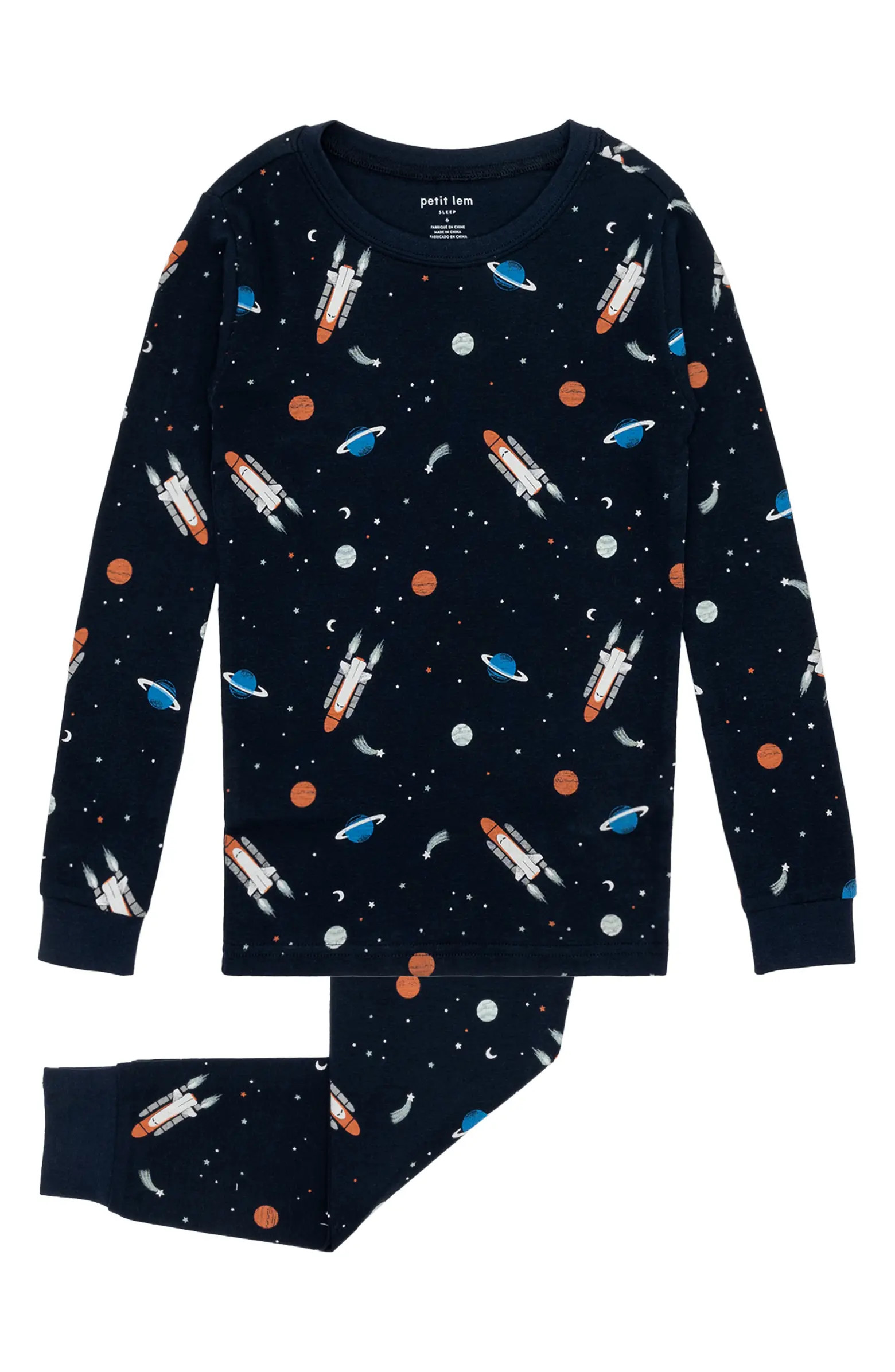 Celestial Glow in the Dark Print Fitted Organic Cotton Two-Piece Pajamas | Nordstrom