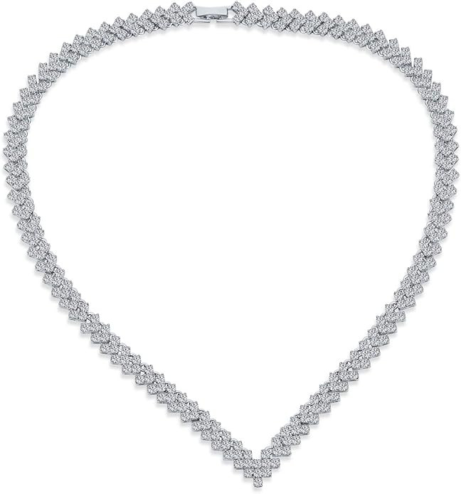 Classic Traditional Bridal Graduated Heart Shape Teardrop AAA CZ V Chevron Front Heart Latch Clas... | Amazon (US)