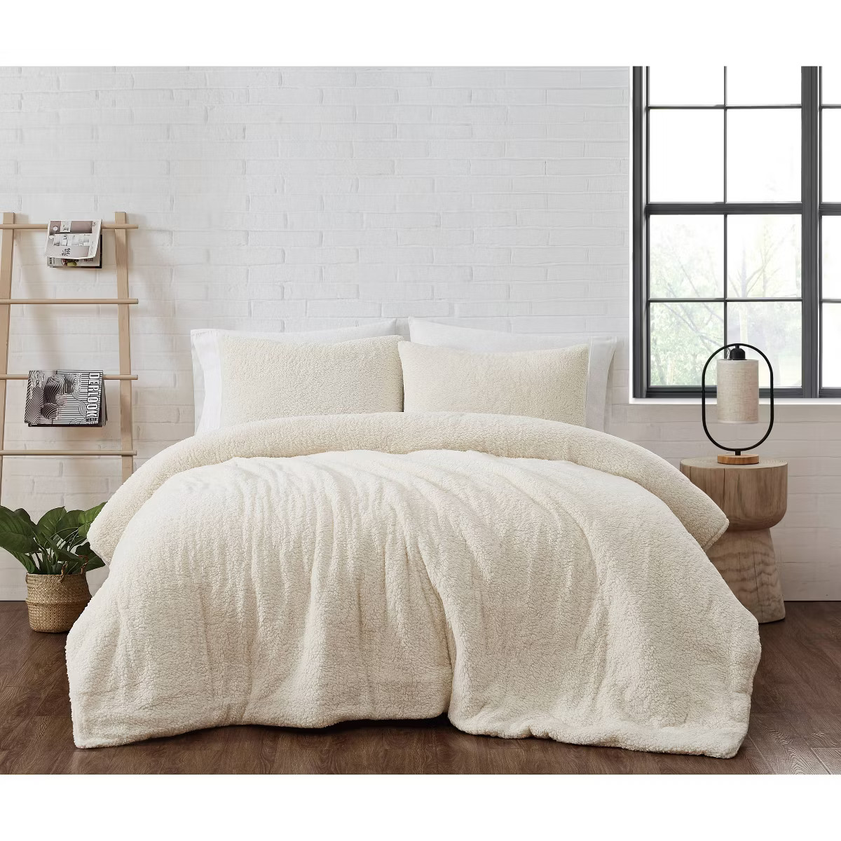 Brooklyn Loom Marshmallow Faux Shearling Comforter Set Ivory | Target
