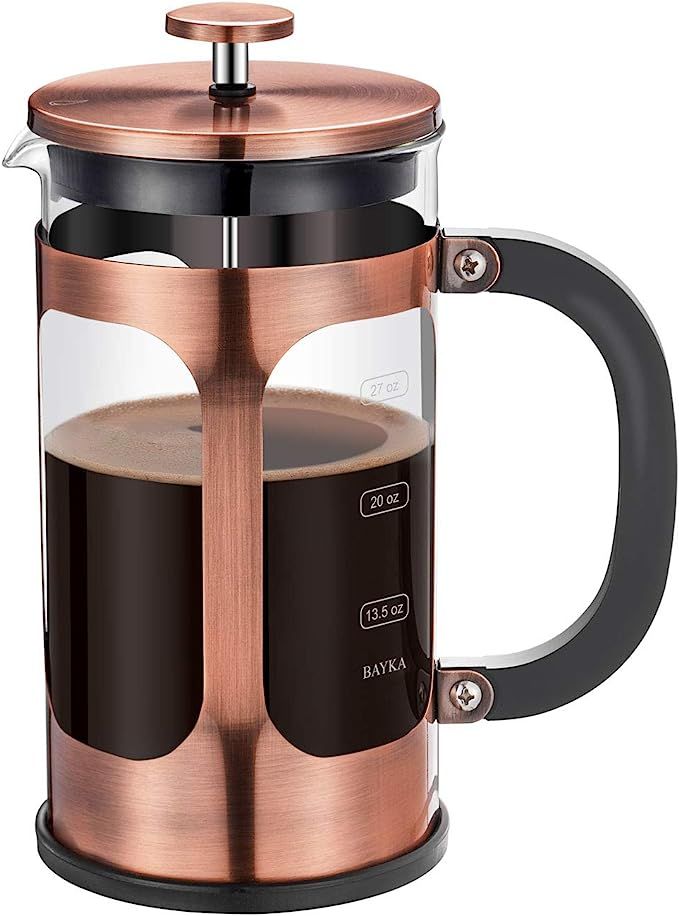 BAYKA French Press Coffee Tea Maker, 304 Stainless Steel Coffee Press with 4 Level Filtration Sys... | Amazon (US)