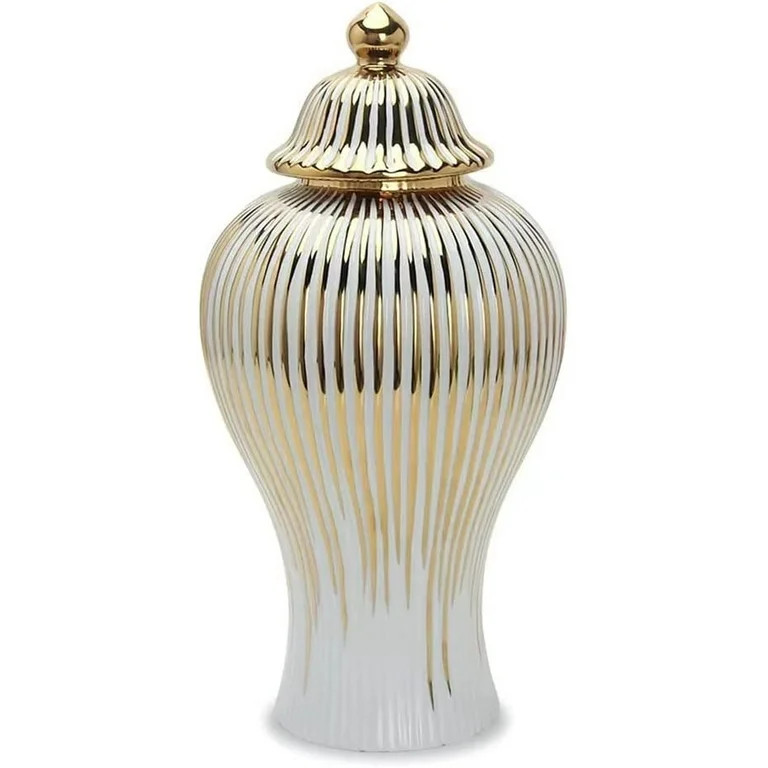 Jars Rural Ceramic Ginger Jars With Covered Vases  Antique Ceramic Temple Jars  White And Gold Va... | Walmart (US)