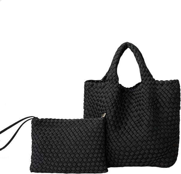 Fashion Hobo Bag Handmade Woven Casual Female Handbag Large Capacity Neoprene Tote Bag Patchwork Wom | Amazon (US)
