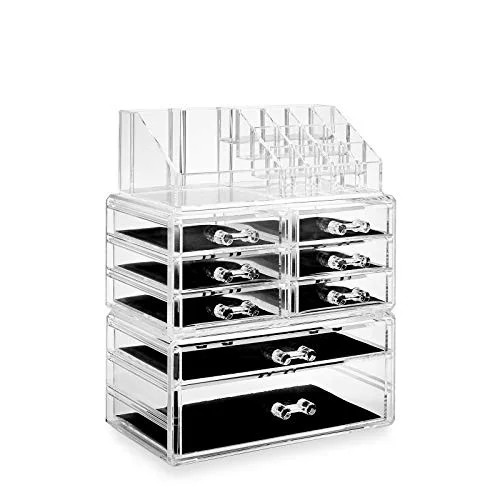 Casafield Acrylic Cosmetic Makeup Organizer & Jewelry Storage Display Case - 3 Piece Drawer Set -... | Walmart (US)