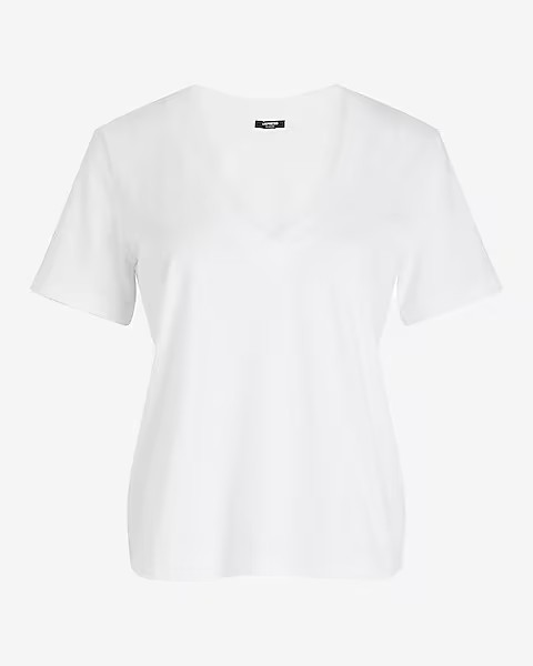 Skimming Cotton V-Neck Short Sleeve Tee | Express