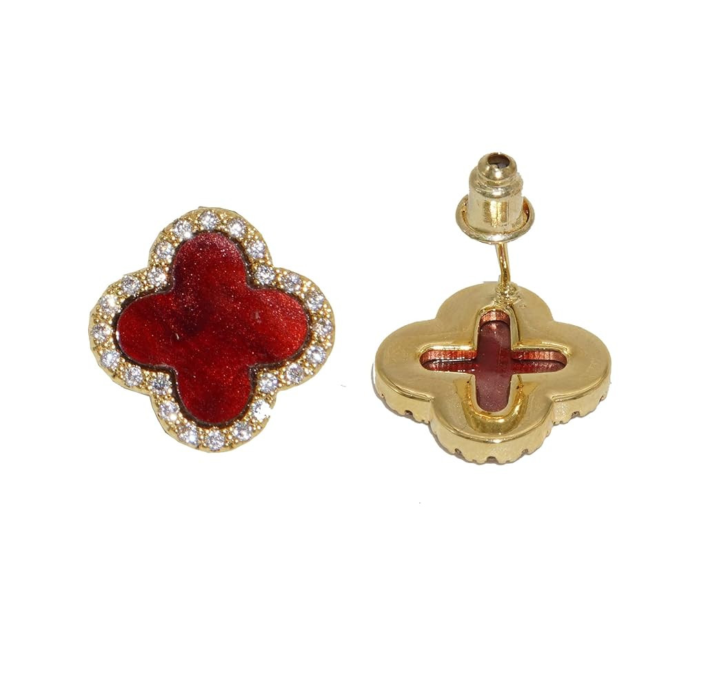 Four Leaf Clover Earrings Silver Needle Clover Earrings Full of Diamond Zircon Anti-Allergy Jewel... | Amazon (US)