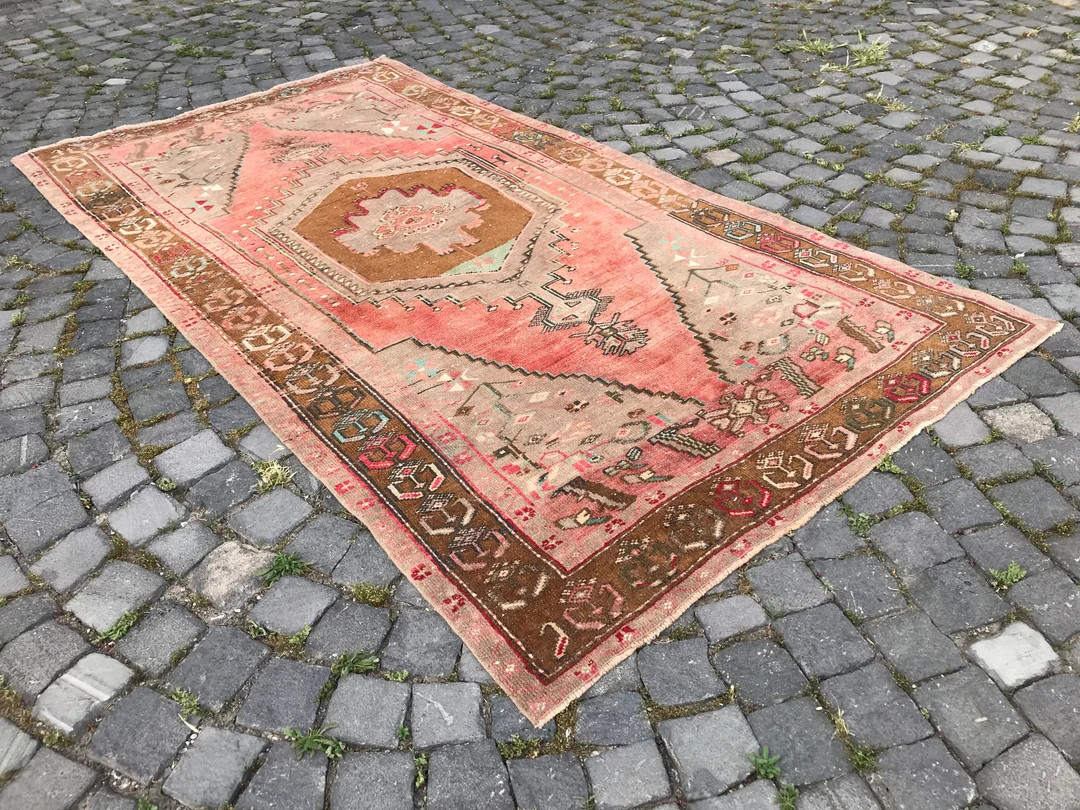 Turkish Vintage Rug, Handmade Wool Rug, Bohemian Area Rug, Home Decor Rug, Boho Decor Rug, Oushak... | Etsy (US)