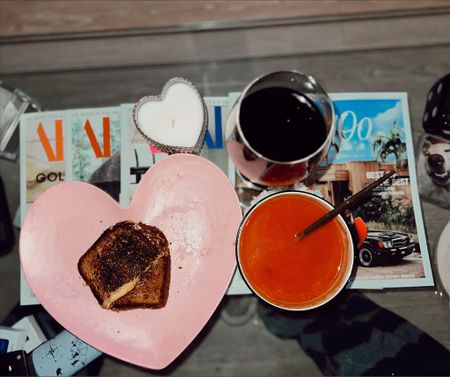 Romanticizing dinner 

decor hearts Valentine’s Day tomato soup heart candles heart plates wine glasses 

#LTKhome #LTKU #LTKFind