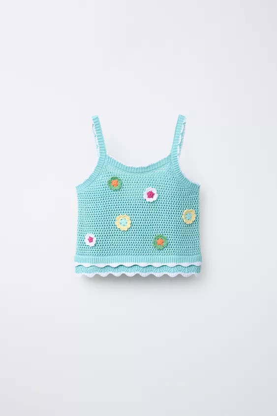 CROCHET FLOWER KNIT TOP | Zara US