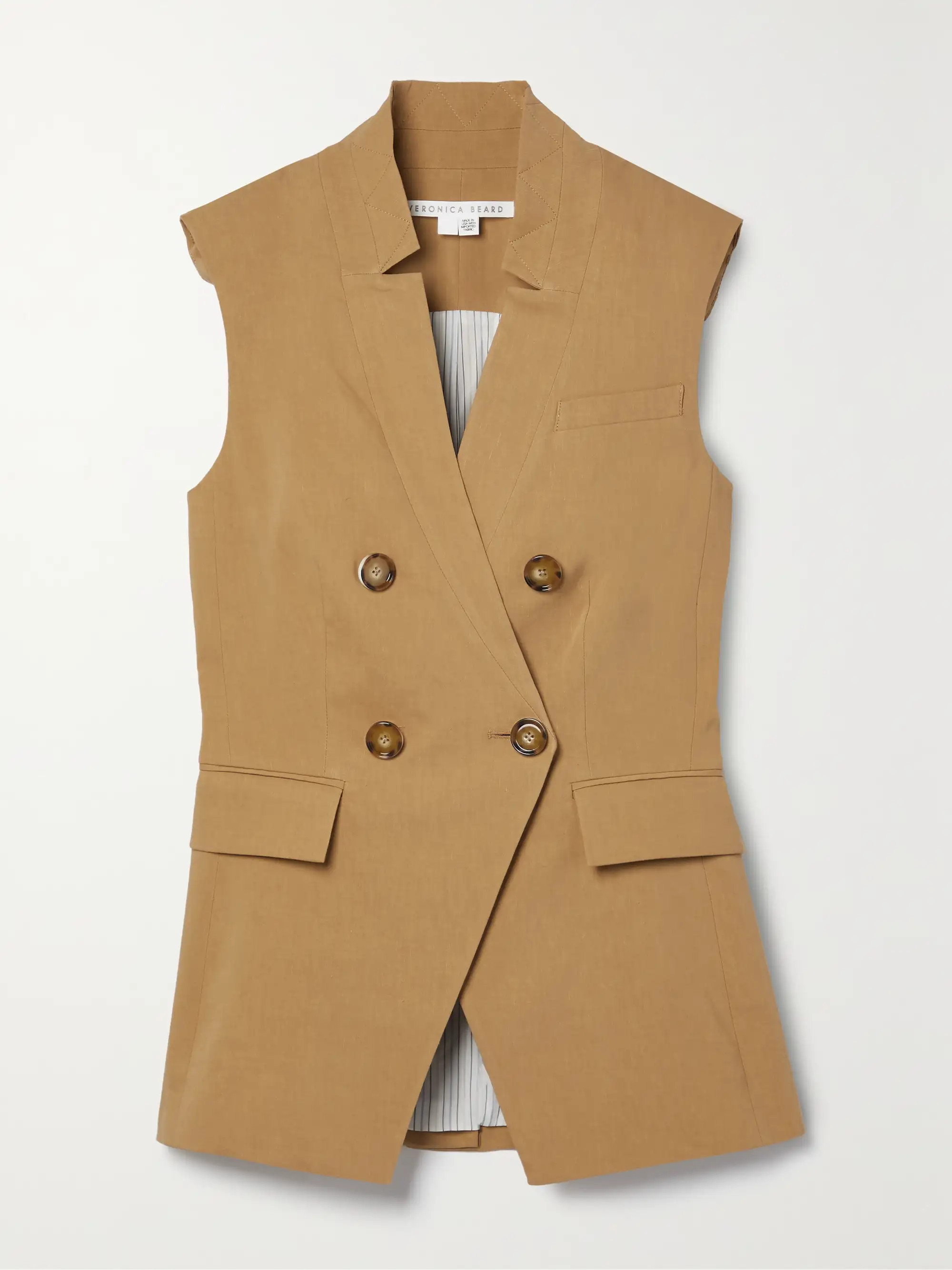 Amika double-breasted linen-blend vest | NET-A-PORTER (US)