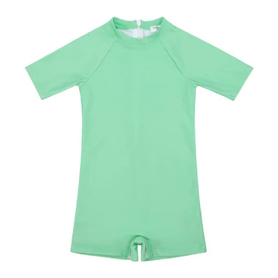 unisex palm green short sleeve rashguard one piece | minnow