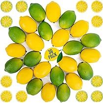 Amazon.com: Fake Lemons Limes and Slices Set - 36 Kit Decoration Faux Citrus Fake Fruit - Artificial | Amazon (US)