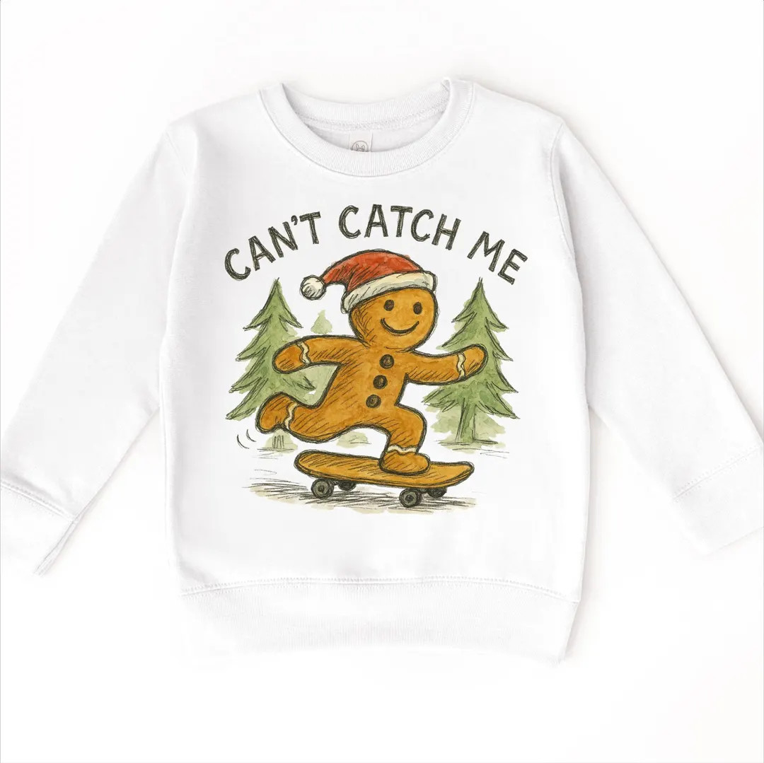 Can't Catch Me Gingerbread Man Christmas Kids Sweatshirt - Toddler Christmas Tee - Holiday Shirt ... | Etsy (US)