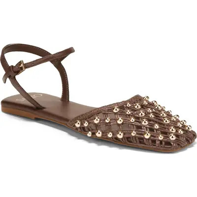 SARTO by Franco Sarto Inali Ankle Strap Flat in Coffee Bean at Nordstrom, Size 5 | Nordstrom