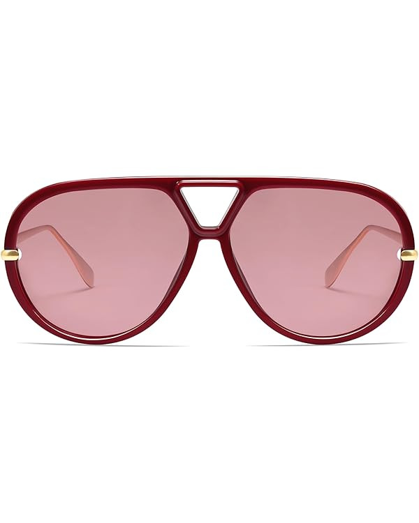 VANLINKER Trendy Polarized Aviator Sunglasses for Women Men Retro Oversized Round Sunglasses Vint... | Amazon (US)