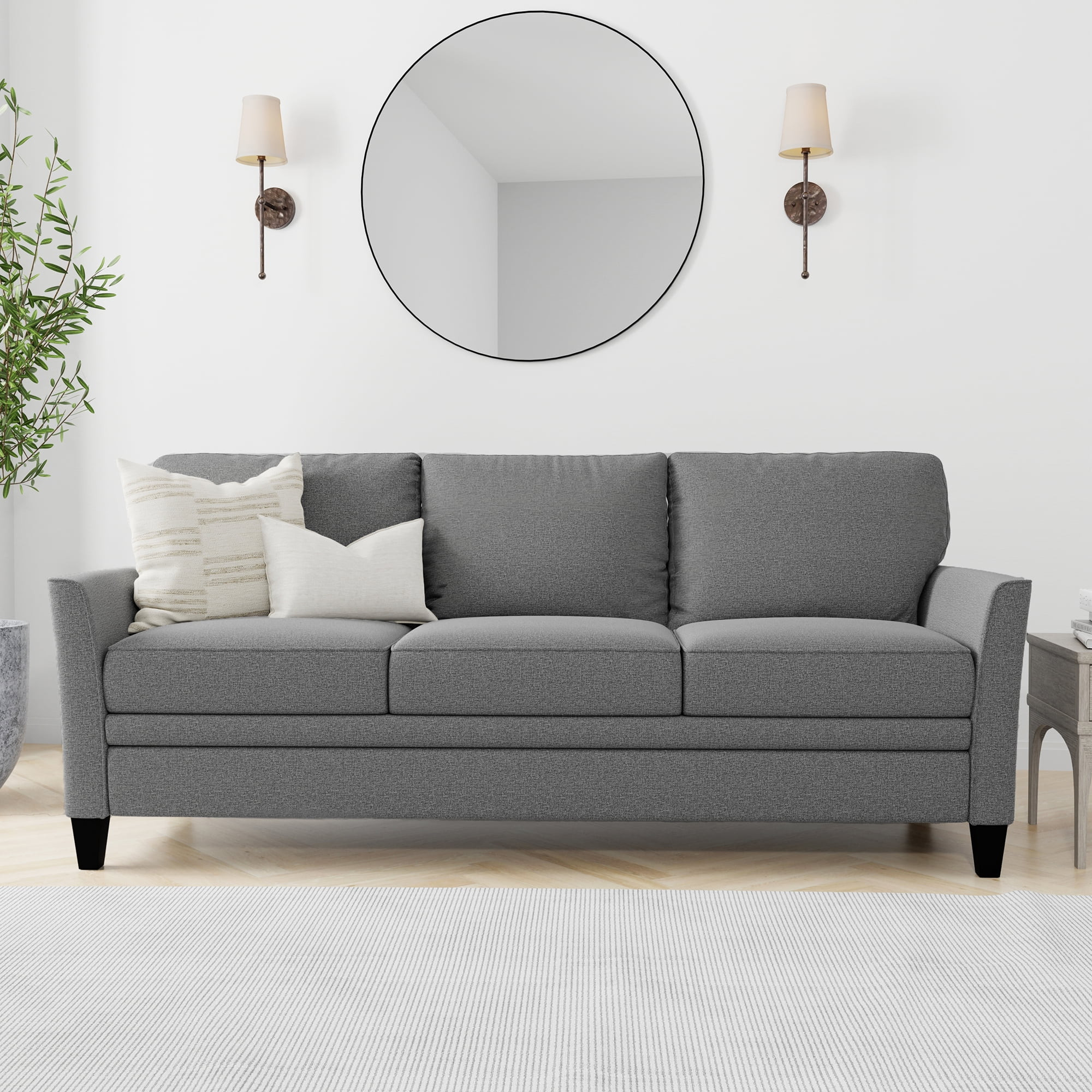 Mainstays Auden 3 Seat Classic Modern Sofa, Gray | Walmart (US)