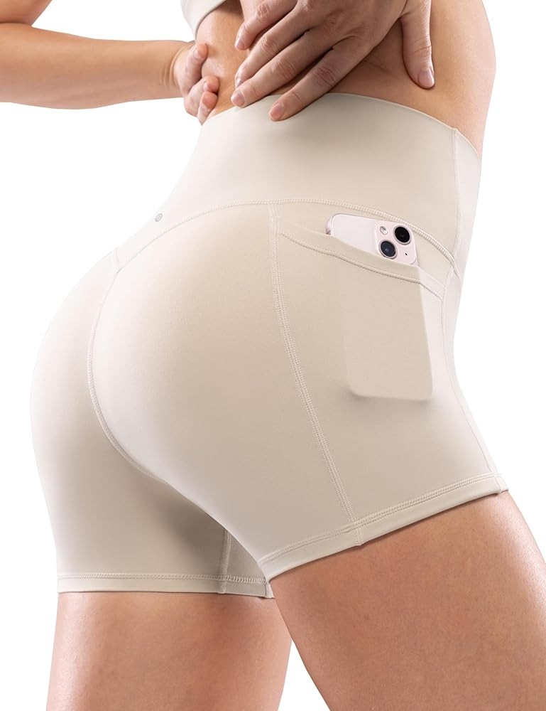 Workout Biker Shorts Womens with Pockets High Waist Yoga 2.5"/4"/6"/8"/10" Gym Running Volleyball... | Amazon (US)