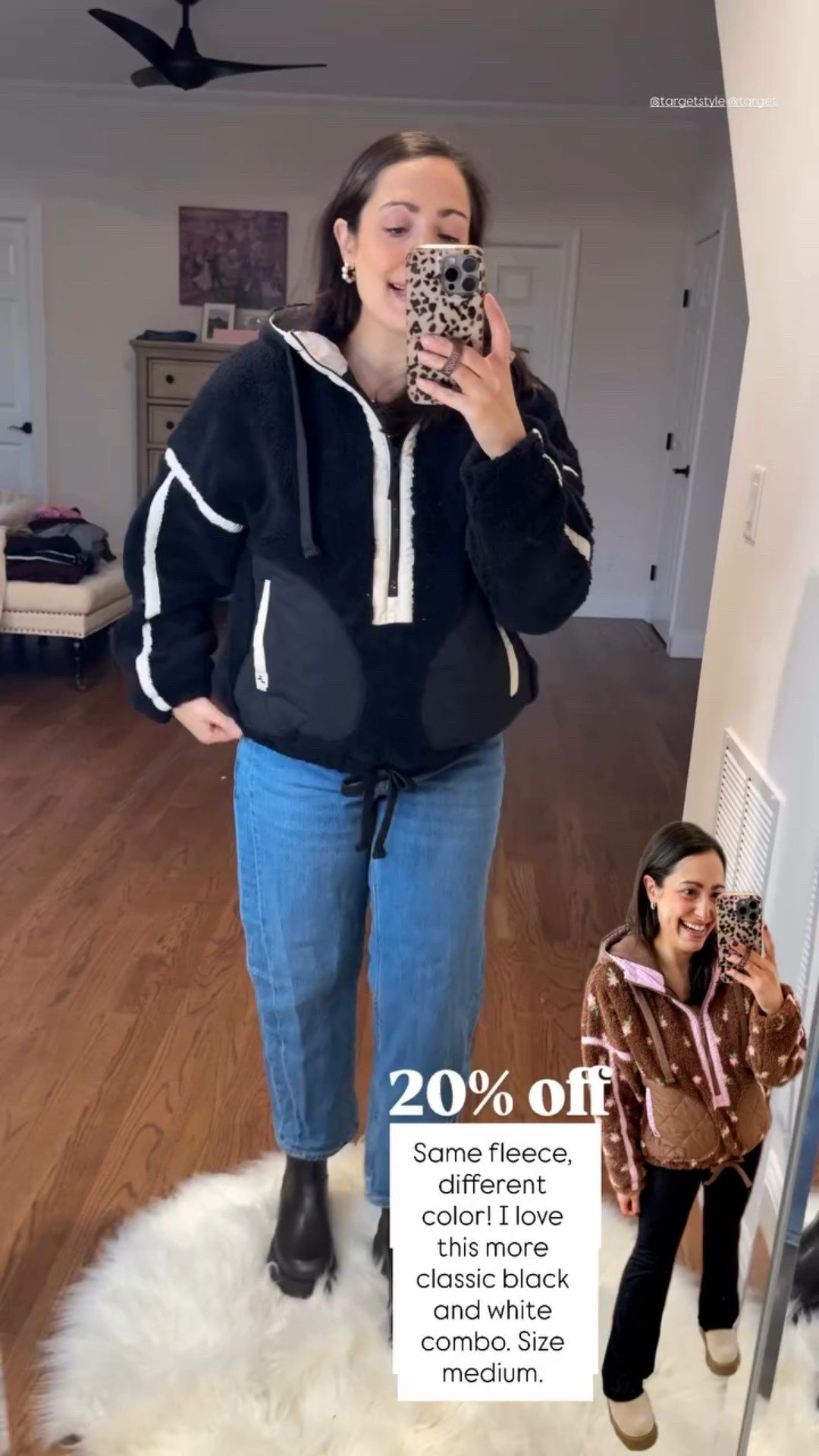 Same fleece, different color! I love this more classic black and white combo. Size medium.  @targetstyle @target  20% off