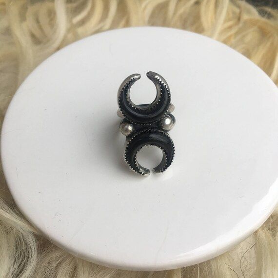 Black Double Horn Moon Ring Made to order in your size | Etsy (US)