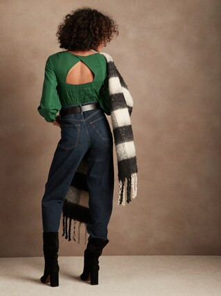 Mixed Media Puff-Sleeve Top | Banana Republic Factory