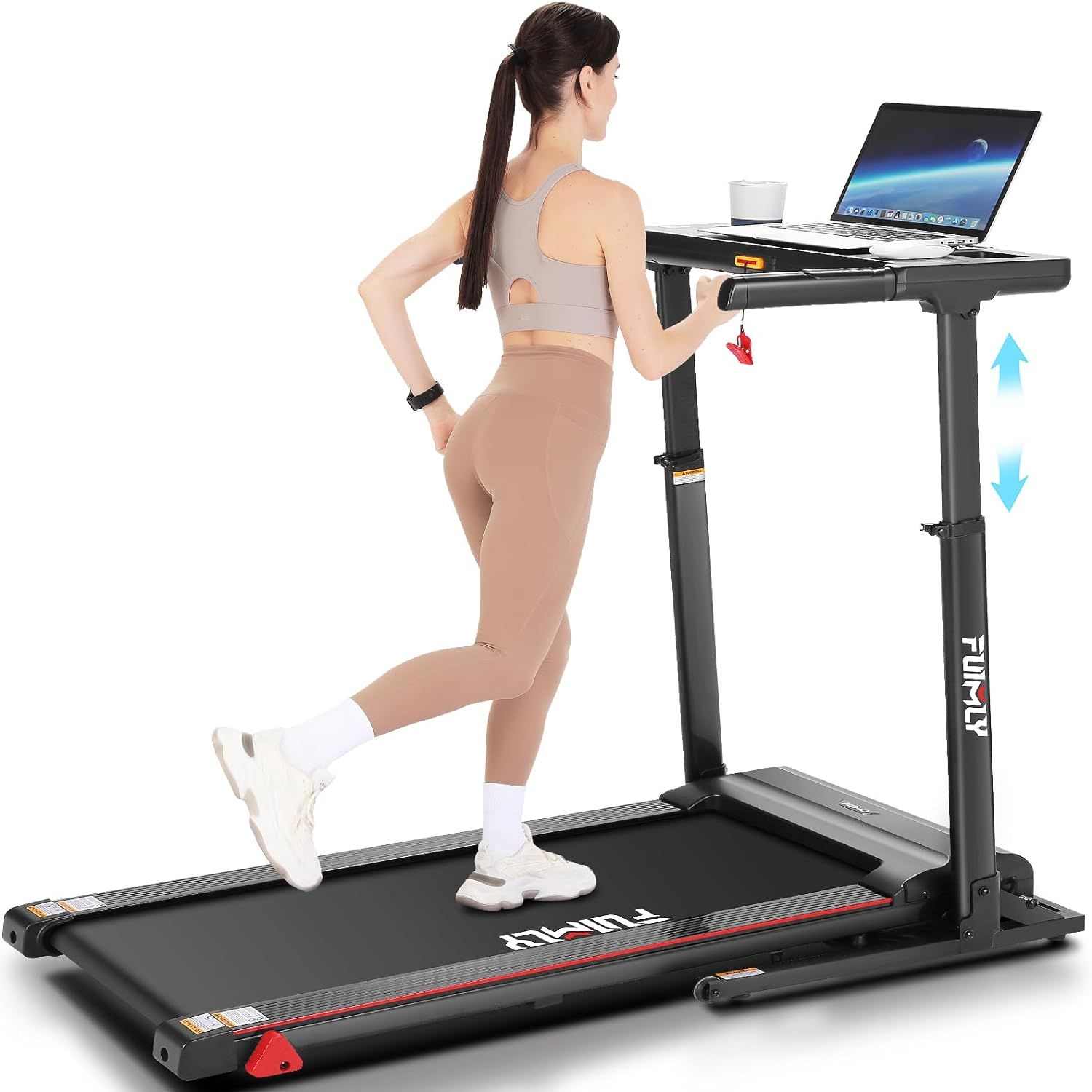 Treadmill with Desk Workstation & Adjustable Height, 300 LBS Weight Capacity, Folding Treadmill w... | Amazon (US)