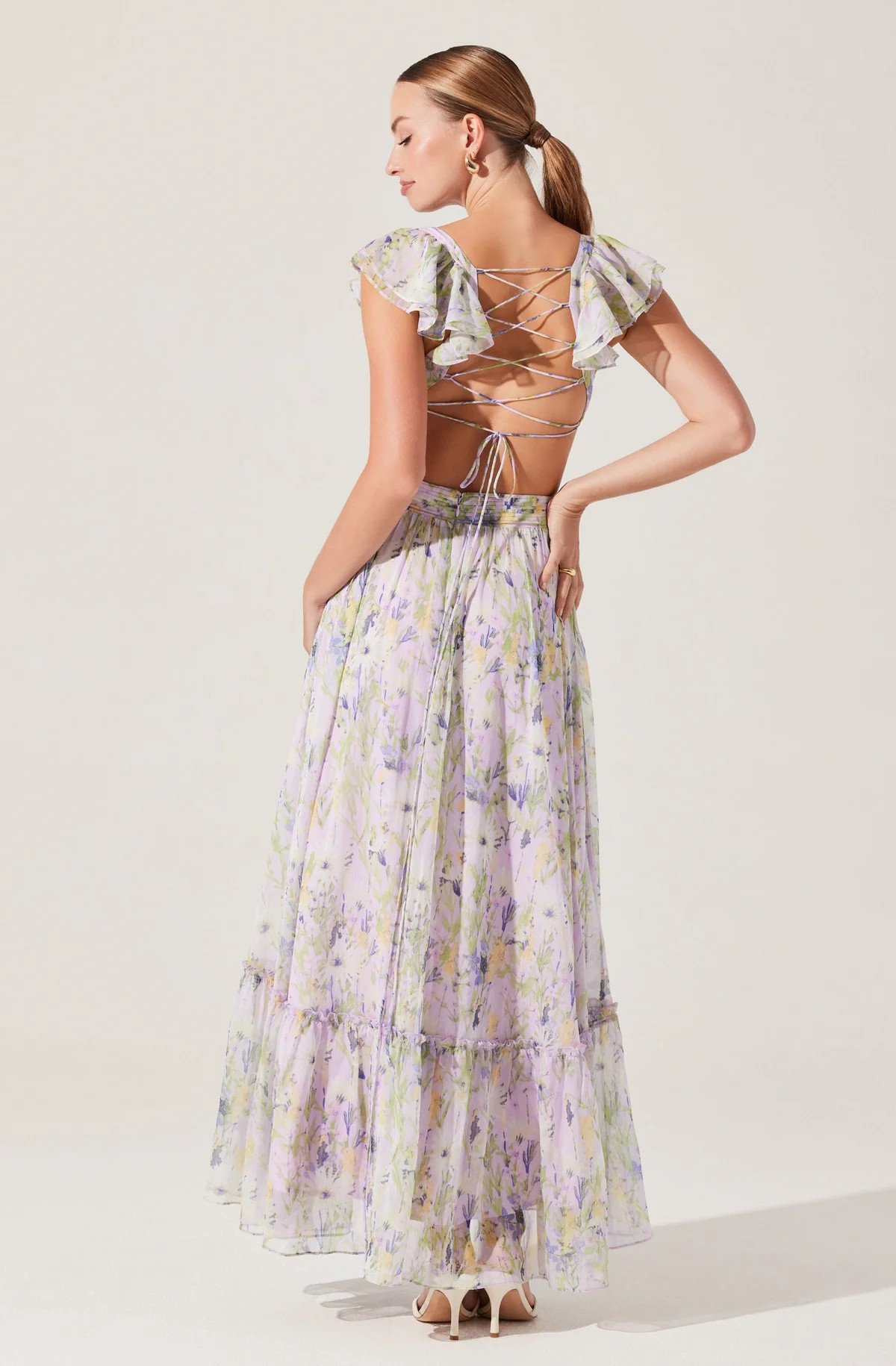 Primrose Floral Strappy Back Maxi Dress - Lavender multi flr / XS | ASTR The Label (US)