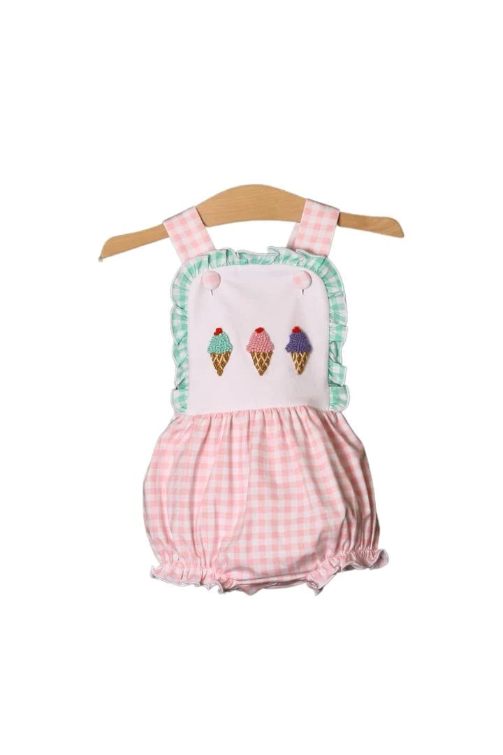 French Knot Pink Ice Cream Sun Bubble | The Smocked Flamingo