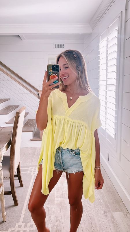 such a fun top!💛 also cute with jeans for church. runs very big so i would size down one/two sizes! wearing an XS(:
#FreePeople

#LTKunder100 #LTKstyletip