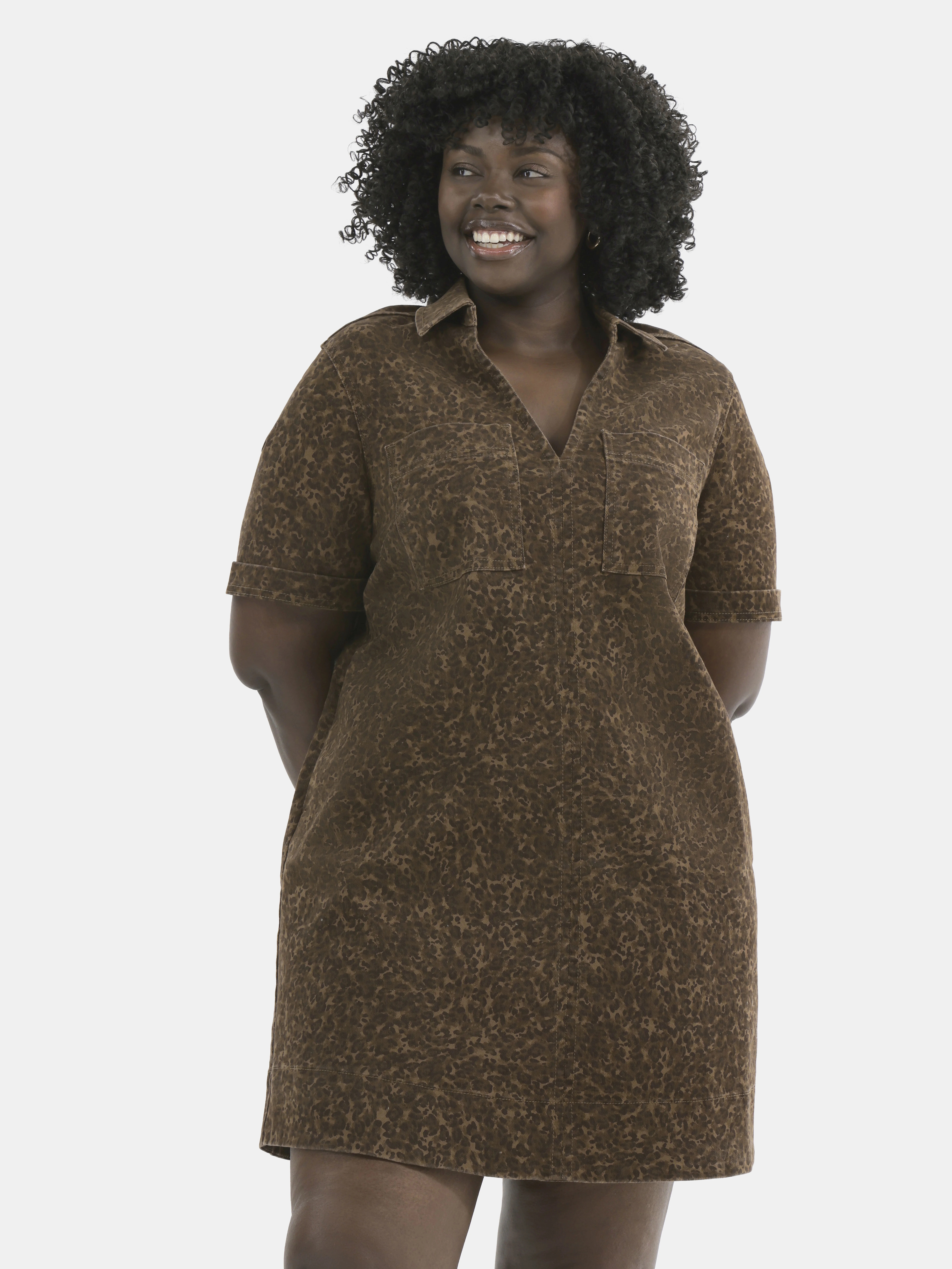 Terra & Sky Women's Plus Denim Mini Popover Shirt Dress, Sizes 0X-5X | Walmart (US)