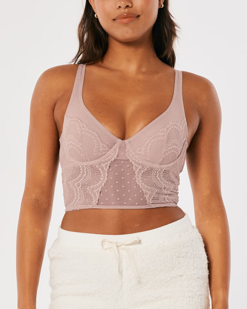 Women's Gilly Hicks Lace & Dot Mesh Bustier Bra Top | Women's Bralettes | HollisterCo.com | Hollister (US)