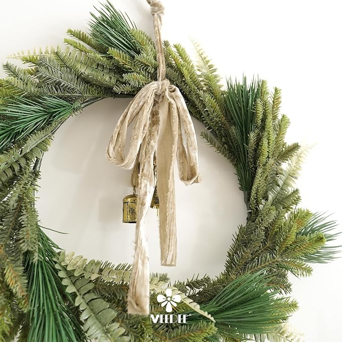 MEEDEE Khaki Velvet Ribbon 2 Inch Frayed Velvet Ribbon Crinkle Ribbon 2 Rolls 4 Yards Crushed Vel... | Amazon (US)