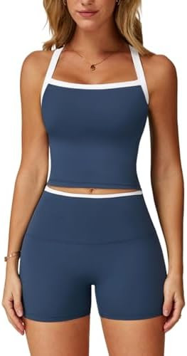 Two Piece Workout Sets For Women Tank Top Matching High Waist Booty Lifting Shorts Gym Yoga Activ... | Amazon (US)