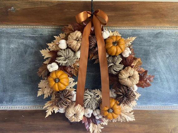 Pumpkin Spice Fall Wreath - Etsy | Etsy (US)