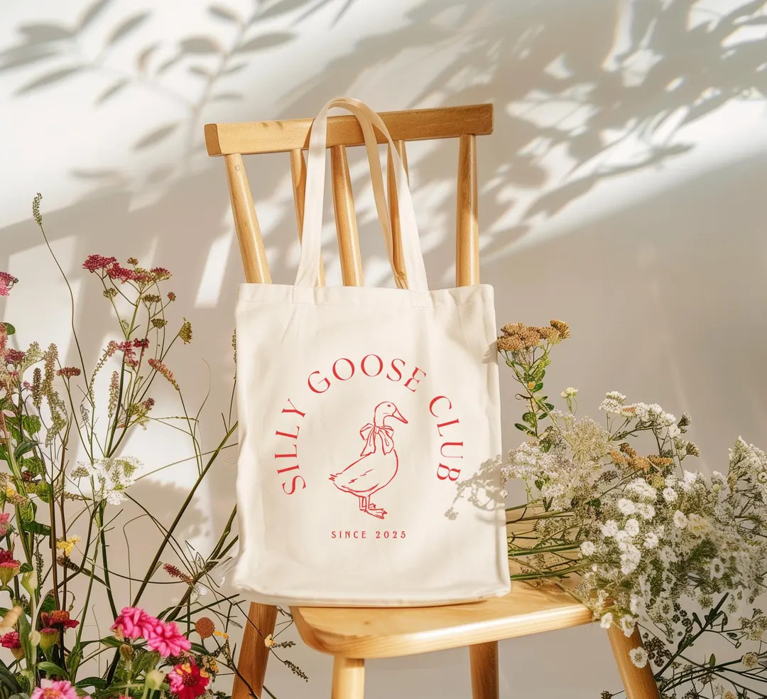 Silly Goose Club Cotton Canvas Tote Bag | Eco-friendly Shopping Bag, Gift for Friends, Reusable B... | Etsy (US)