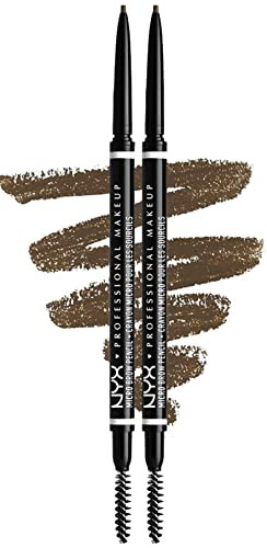 NYX Professional Makeup Brow Pencil, Micro Brow Dual Ended Ultrafine Tip Mechanical Brow Pencil and Spoolie Brush, Vegan Formula, Shade: Ash Brown, Pack of 2 | Amazon (UK)