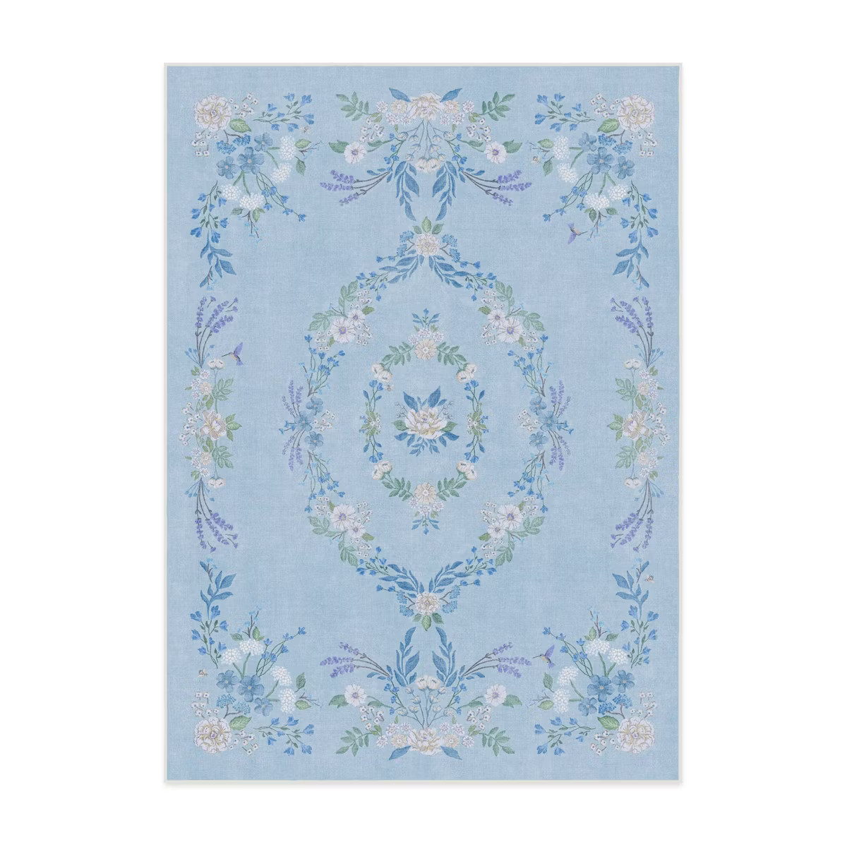 Ruggable Washable Bridgerton Aubrey Hall Garden Rug Blue | Target