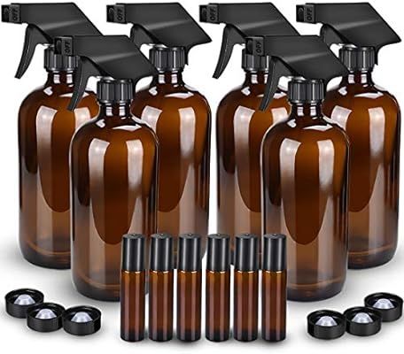 6 Pack Glass Spray Bottle, Wedama Amber 16oz Glass Spray Bottle Set & 6 pack 10ml Essential Oil R... | Amazon (US)