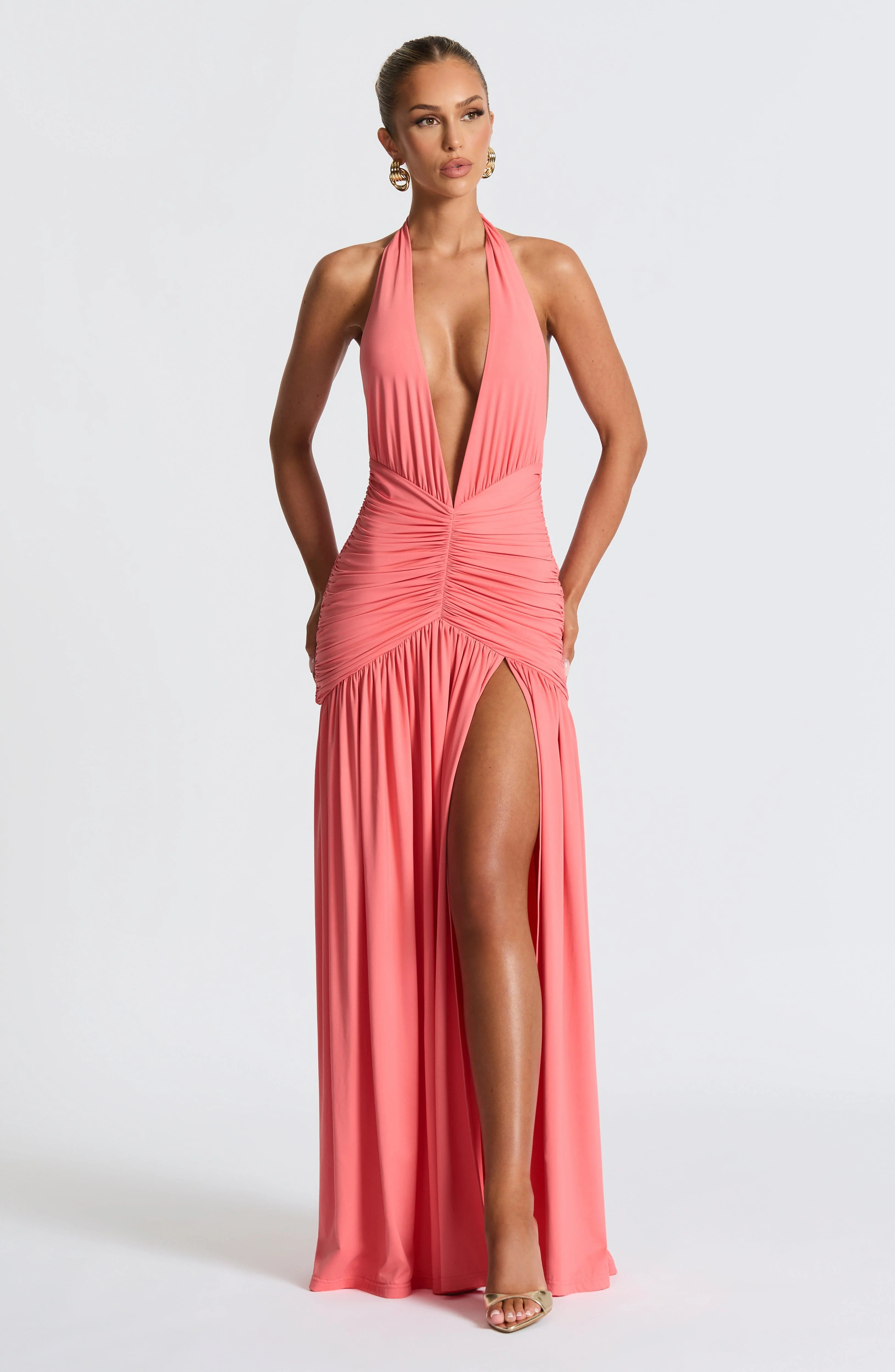 Melania Maxi Dress - Coral Pink | Babyboo (global)