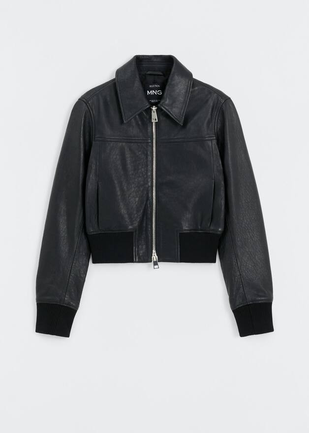 Lederjacke mit elastischem saum -  Damen | Mango Deutschland | MANGO (DE)