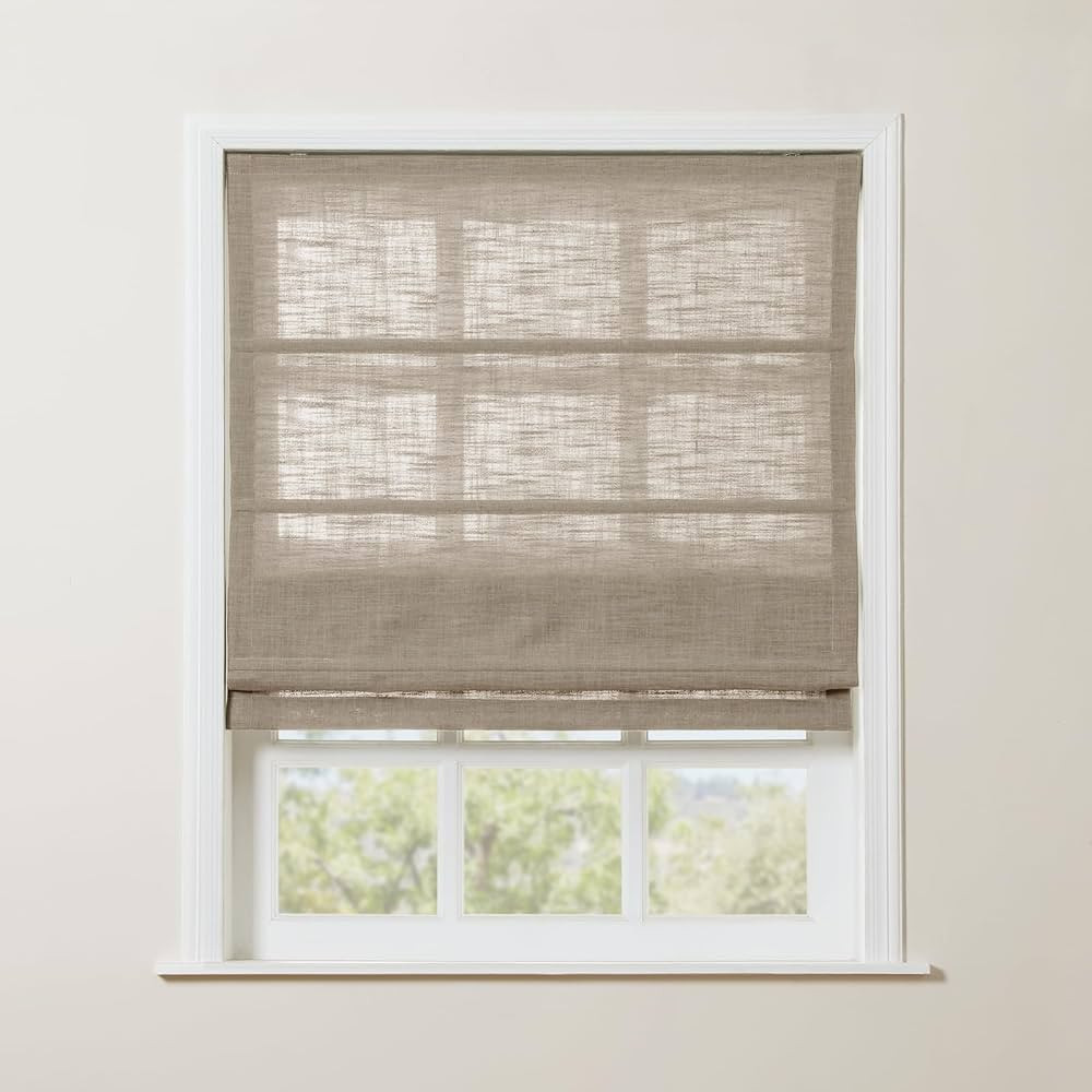 Amazon.com: TWOPAGES Ivory White Linen Cordless Roman Shades for Windows, Custom Blackout Blinds ... | Amazon (US)