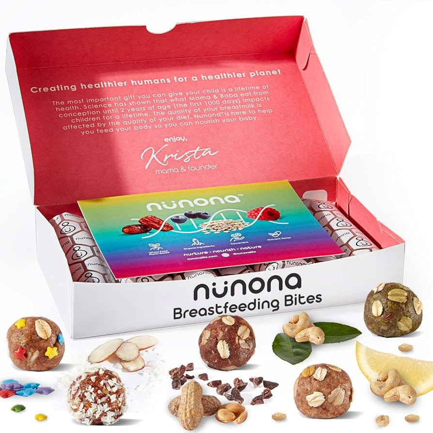 Nunona Lactation Cookie Bites, Plant-Based Breastfeeding Snacks - Variety Pack, 28ct | Amazon (US)