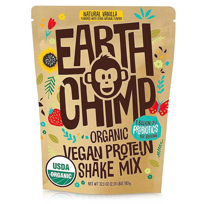 EarthChimp Vegan Protein Powder, Vanilla, 26 Servings 32 Oz (Non GMO) | Amazon (US)
