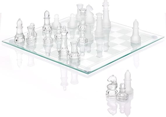 Srenta Fine Glass Chess Set Game, Modern Clear Chess Set, Deluxe Chess Set Glass Chess Board Set ... | Amazon (US)